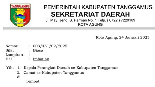 Pemkab Tanggamus Terbitkan SE, Ini Isinya..?